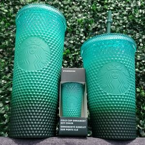 Starbucks Green Studded Tumbler 2022 Winter Collection 3 Piece Set